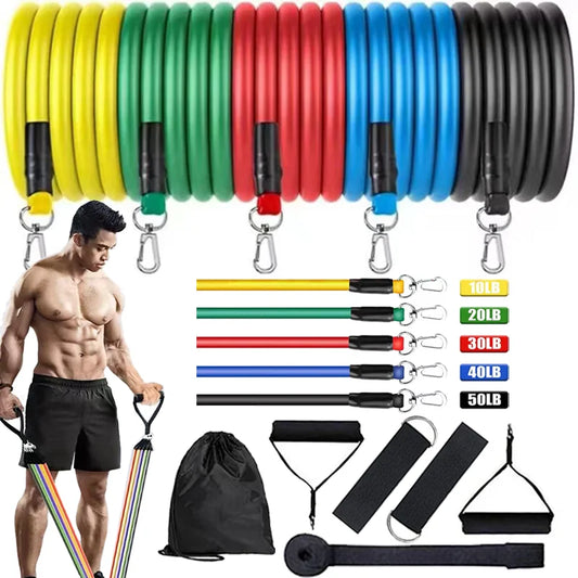 100 Pound Resistance Band Fitness Exercise Elastic Rope Set, Home Fitness Yoga Band Strength Training Exercise Equipment