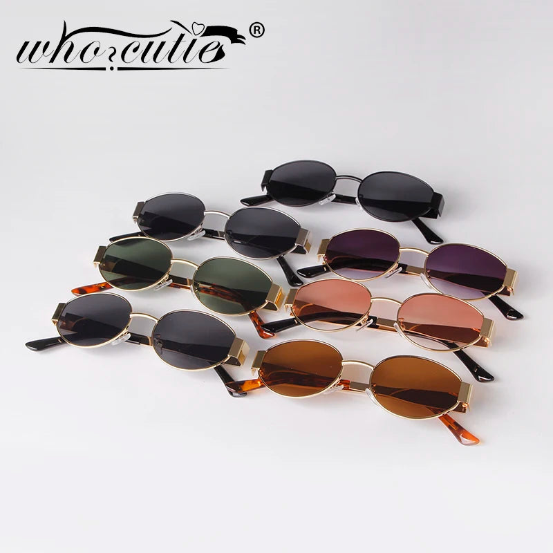 Retro Metal Frame Pilot Oval Sunglasses Designer Unisex