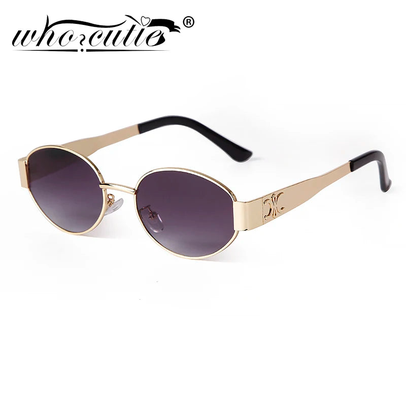 Retro Metal Frame Pilot Oval Sunglasses Designer Unisex