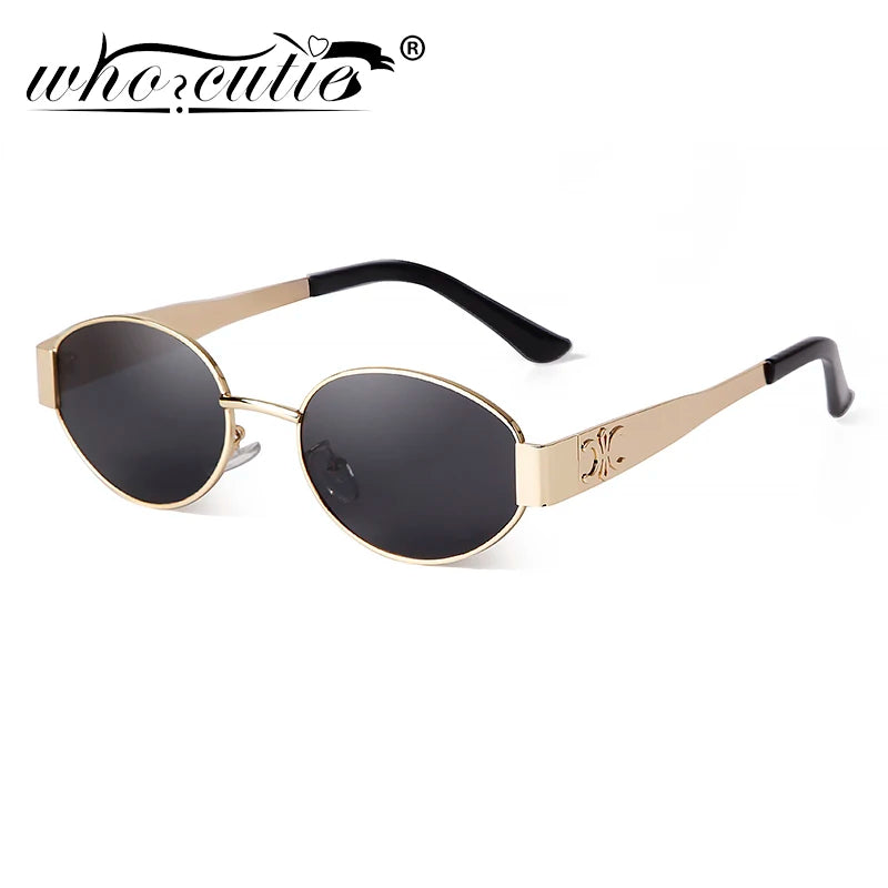 Retro Metal Frame Pilot Oval Sunglasses Designer Unisex