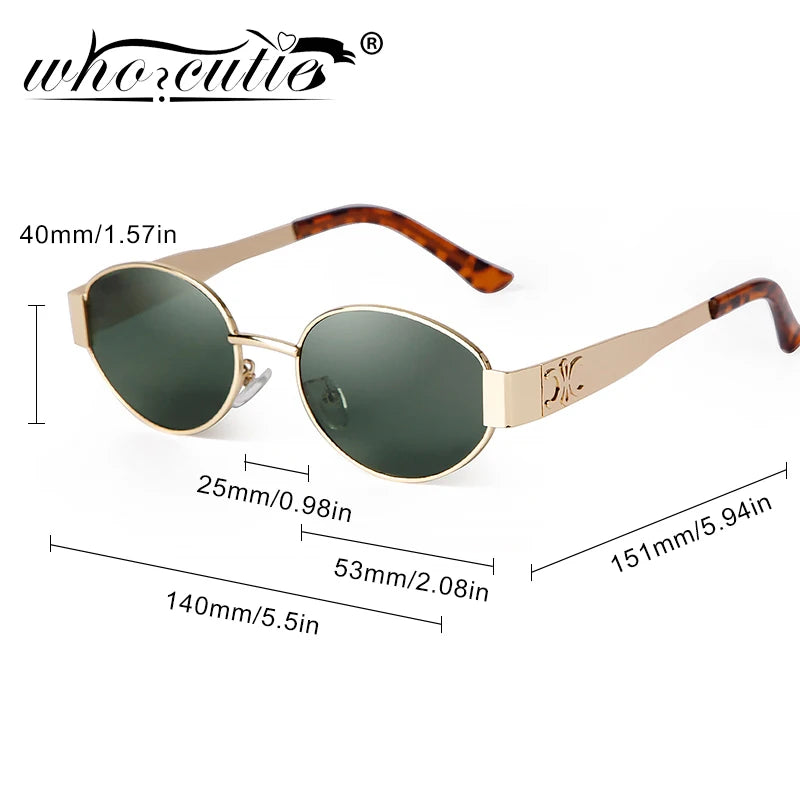 Retro Metal Frame Pilot Oval Sunglasses Designer Unisex